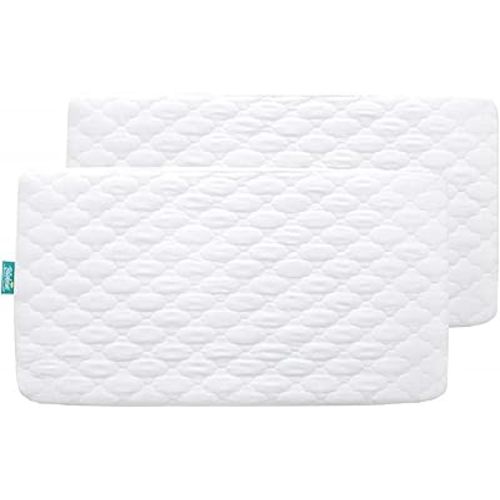 2 Pack Crib Mattress Protector Sheets Fitted Waterproof Crib Mattress Pad Cover, Noiseless & Machine Wash 100% Absorbent Crib/Toddler Mattress Protector Sheet Quilted, White, 52" x 28"