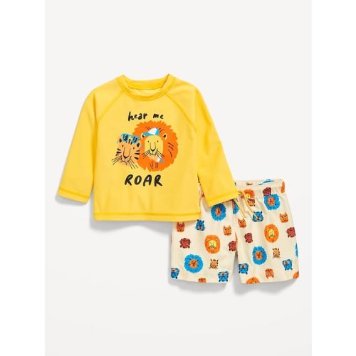 Long-Sleeve Rashguard Swim Top and Shorts Set for Baby