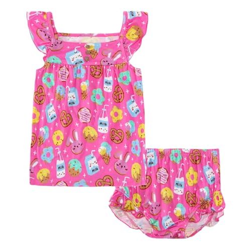 Baby Girls Outfits Short Sleeve Ruffle Top with Shorts Sets 2 Piece Clothing Set Viscose from Bamboo, 0-24Months