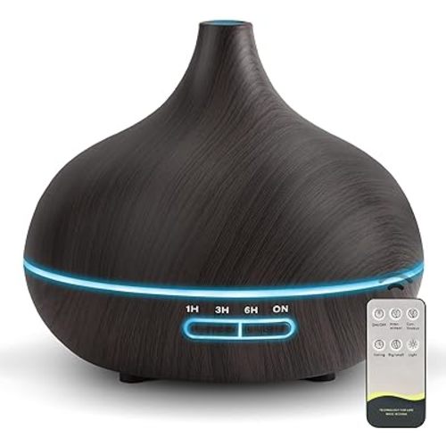 Diffusers for Essential Oils Large Room, 550ml Essential Oil Diffusers with Remote Control, Ultrasonic Oil Diffuser with Timer, 7 Colors Light for Bedroom