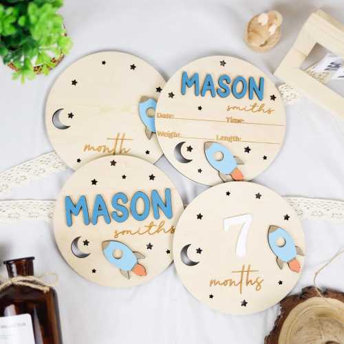 Astronaut Baby Birth Stats Sign, Astronaut Birth Announcement Sign, Rocket Baby Milestone Markers, Space Theme Nursery, Rocket Boy Name Sign