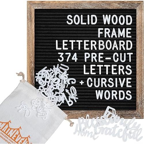 Felt Letter Board with Precut Letters Number Set 10x10 Inch, First Day School Board, Changeable Black Message Word Classroom Decor Baby Announcement Sign Wifi Password New Pregnancy