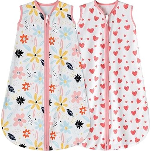 BSTOPPT Newborn Sleep Sack Baby Swaddle,Baby Wearable Blanket,Baby Sleeping Bag (Floral&Heart, 3-6 Months)
