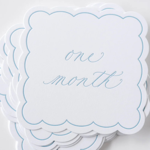 Letterpressed Monthly Milestone Markers in Blue