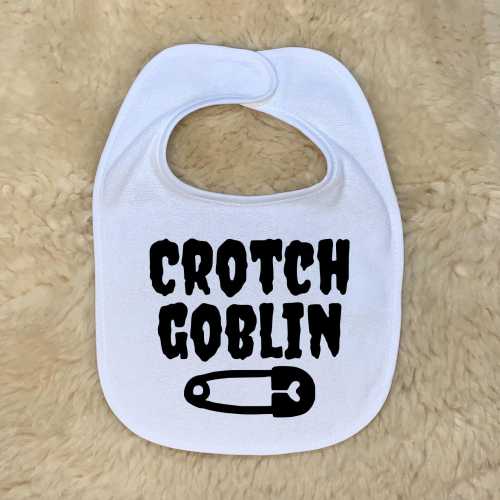 Crotch Goblin Baby Bib - Unisex Infant Newborn Baby Toddler Funny Goth Baby Shower Gift