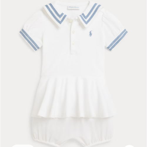 Stretch Mesh Peplum Sailor Shortall
