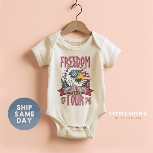 Freedom Tour Onesies® Brand, Independence Day Baby Bodysuit, 4th Of July Gift For Baby, Patriotic Newborn Outfit, America Baby, (CA-JUL2)