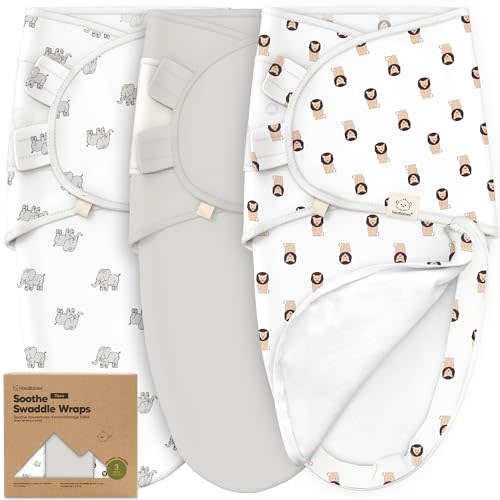 Baby Swaddle Sleep Sacks with Zipper - 3-Pack Swaddles for Newborns 0-3 Months, Infant, Baby Girls, Boys, Soft & Durable Newborn Sleep Sack, Easy Diaper Change Swaddling Blanket (The Wild 2)