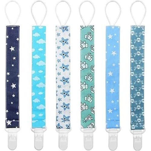 Yoofoss Pacifier Clip for Boys and Girls 6 Pack Plastic Teething Clips Modern Designs Universal Holder Leash for Pacifiers Teething Toy and Soothie