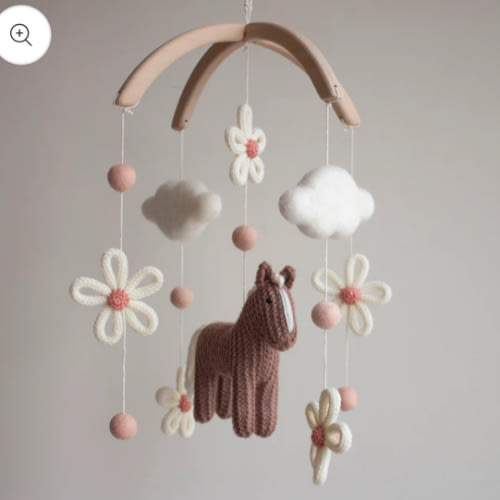 Floral Horse Baby Mobile | Pony & Wildflowers Nursery Decor - UK – LanaCrocheting