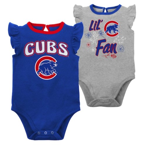Girls Newborn & Infant Chicago Cubs Royal/Heather Gray Little Fan Two-Pack Bodysuit Set