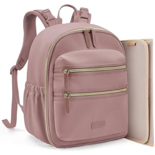 mommore Neoprene Diaper Bag Backpack Small Baby Bag Travel Mini Diaper Backpack for Newborn with Insulated Pockets (Dark Pink)