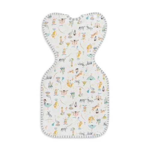 Love To Dream Swaddle Up, 1.0 Tog Baby Sleep Sack, Swaddle Up Self-Soothing Swaddles for Babies, Get Longer Sleep, Snug Fit Helps Calm Startle Reflex, Medium (6-8.5kg), Circus White