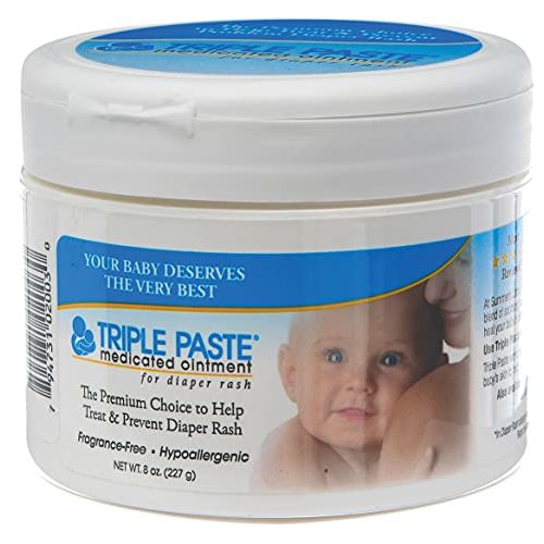Triple Paste Diaper Rash Cream for Baby, Hypoallergenic Baby Ointment 8 oz Zinc Oxide Cream Baby Essentials with Brexonic Baby Butt Cream Applicator.