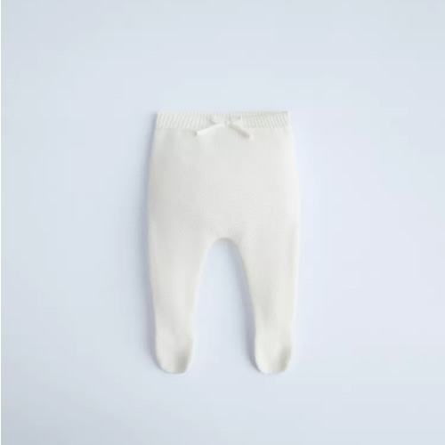 KNIT FOOTED LEGGINGS WITH BOW - Light ecru | ZARA United States