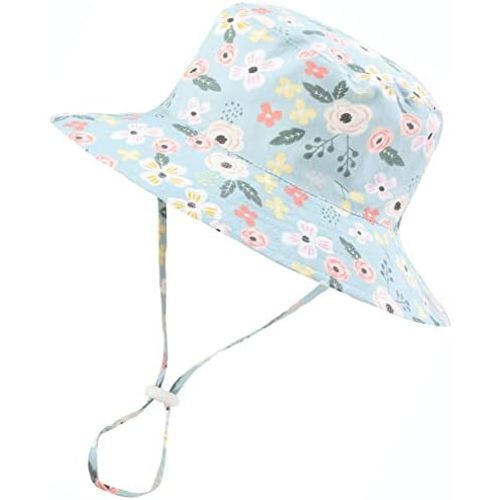 Baby Girl Sun Hat Infant Summer Beach Hats with UPF 50+ Toddler with Wide Brim Strap Outdoor Bucket Hat