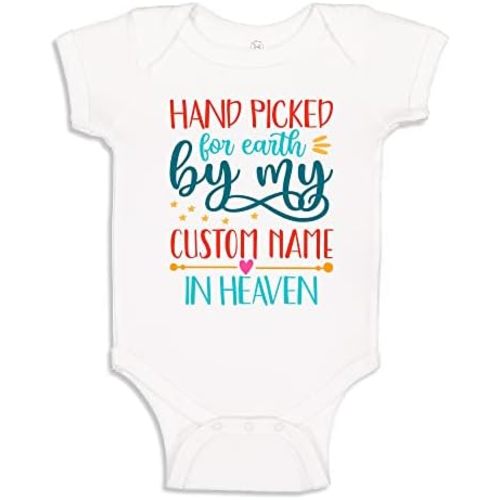 Custom Hand Picked for Earth Baby One Piece Bodysuit for Newborn with Customized Name in Heaven