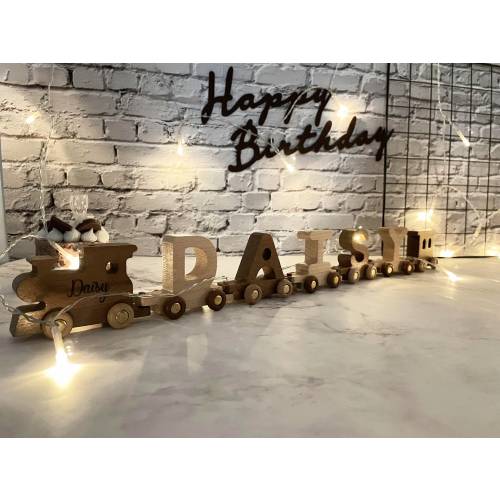 Wooden Train With Name-Personalized Train-Name toy-Wooden Custom Train-Toddlers Toy-Baby Keepsake-Christening Gift