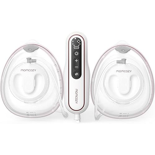 Momcozy Ultra-Light & Hands Free Breast Pump V2, Potent Wearable Pump with 27 Pumping Combinations, Low Noise Painless Portable Double Electric Pump, 17/19/21/24/27mm Flange/Insert Included