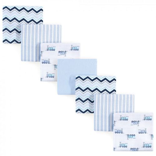 Luvable Friends Infant Cotton Flannel Receiving Blankets Set, 7-Pack, Train Theme, One Size