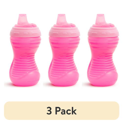 (3 pack) Munchkin® Mighty Grip® Infant Sippy Cup, 10 oz, Pink, Unisex