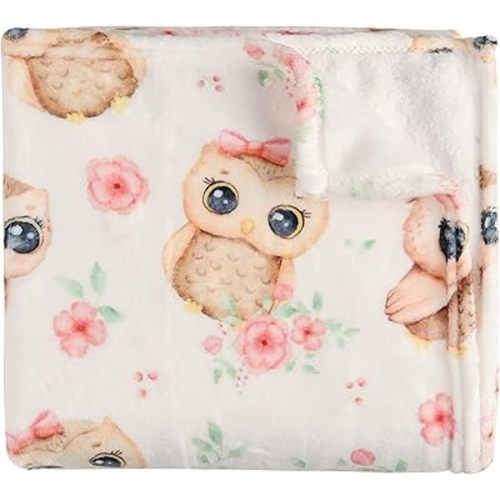 Baby Blanket for Boys Girls Newborn Super Soft Fleece Flannel Blanket Lightweight Receiving Blankets for Toddler Infant Nursery Bed Blanket (Flower Owl, 40'' x 30'')