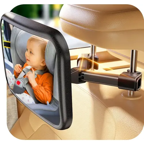 Baby Car Mirror for Baby Hook Clip Design Shake Baby Mirror for Car Seat Mirror Rear Facing Never Shake Easy Install Back Seat Mirror for Baby Crystal Clear View ShatterProof Crash Tested