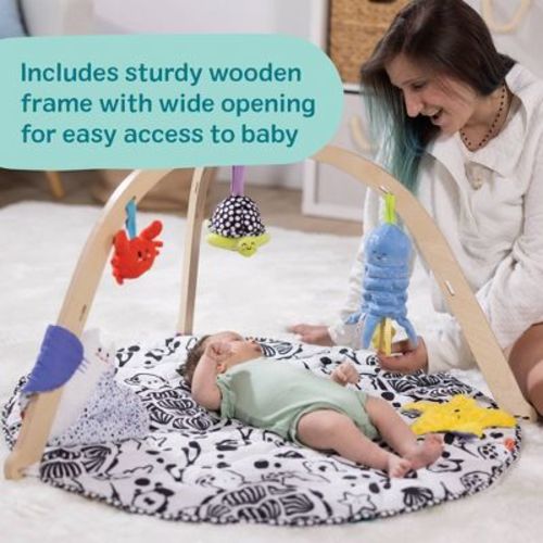 Melissa & Doug Ocean Easy-Fold Play Gym Developmental Toy for Infants with Reversible Mat: Animal Prints, Multiple Textures, Wood, Fabric