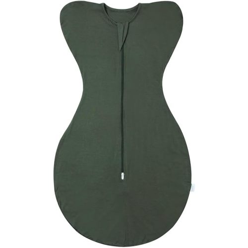 Baby Transition Swaddle Baby Arms up swaddle with 2-Way Zipper Baby Sleep Sack 0.5 TOG Dark green Small 0-3 Months
