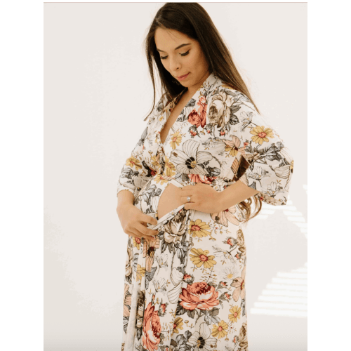 Lila Labor & Postpartum Gown in Vintage Floral