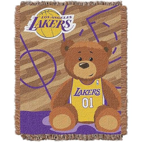 Northwest NBA Los Angeles Lakers Unisex-Baby Woven Jacquard Tapestry Throw Blanket, 36" x 46", Half Court