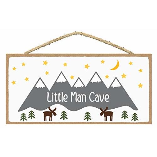 Novelty Nursery Decor for Boys - Baby Boy Nursery Decor - Toddler Boy Room Decor - Boy Nursery Wall Decor - Little Man Cave Sign (Horizontal) 5x10 Inch