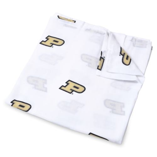Purdue Boilermakers Three Little Anchors Infant 47'' x 47'' Muslin Swaddle Blanket - White