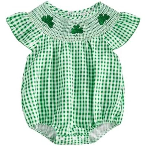 Fourth Of July Baby Girl Outfit Infant Bow Stars Smocked Romper Newborn USA Bodysuit Toddler 4th Of July Clothes