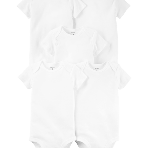 White Baby 5-Pack Short-Sleeve Bodysuits | Carter’s Oshkosh Canada
