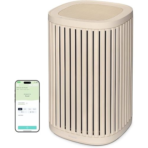 Windmill Air Purifier for Home - 3-In-1 Filtration for Dust, Smoke, & More - True HEPA Filter, Activated Carbon, & Pre-Filter - Ultra-Quiet - App Compatible - Covers Up To 975 sq ft - Sand
