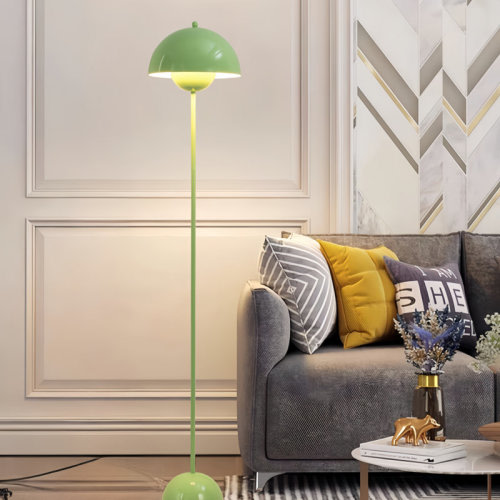 Wrought Studio™ Industrial Metal Shade Pastel Floor Lamp With Foot Switch Modern Tall Standing Lamp For Living Room | Wayfair