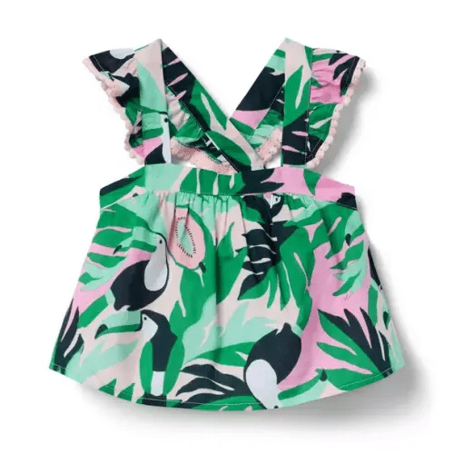 Girl Soft Rose Toucan Toucan Flutter Sleeve Top by Janie and Jack