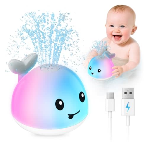 Baby Bath Toys for Kids Ages 1-3 & Babies 6-12 Months, Light Up Whale Sprinkler Water Toys for Infant Toddlers 1 2 3 Year Old Boys Girls Valentines Birthday Gifts Newborn Essentials