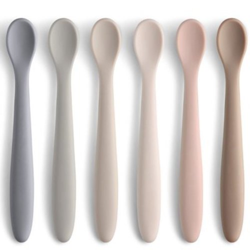 WANGLI Silicone Baby Feeding Spoons, First Stage Infant Soft-Tip Easy on Gums I Training Spoon Self | Utensils Supplies, Dishwasher & Boil-proof, 6 Pack