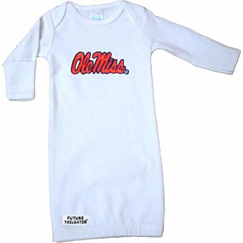 Future Tailgater Mississippi Ole Miss Rebels Baby White Layette Gown 0-3 Months