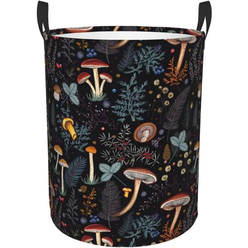 Mushroom Laundry Hamper, Mushroom Laundry Basket, Waterproof Collapsible Clothes Hamper with Easy Carry Handles in Laundry Room Bedroom Bathroom College Dorm, 13.4x16.5IN