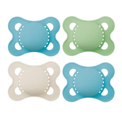 MAM Original Matte Baby Pacifiers 0-6 Months, Binky for Newborn Babies, BPA-Free Skin Soft Silicone Nipple, Easy to Clean, Developed with Medical Experts, 4 Count, With Sterilizer Case, Made in Europe