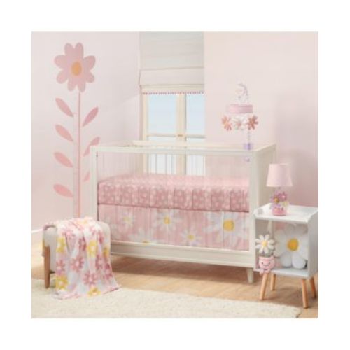 Daisy Dreams 3-Piece Pink/White Baby Nursery Crib Bedding Set