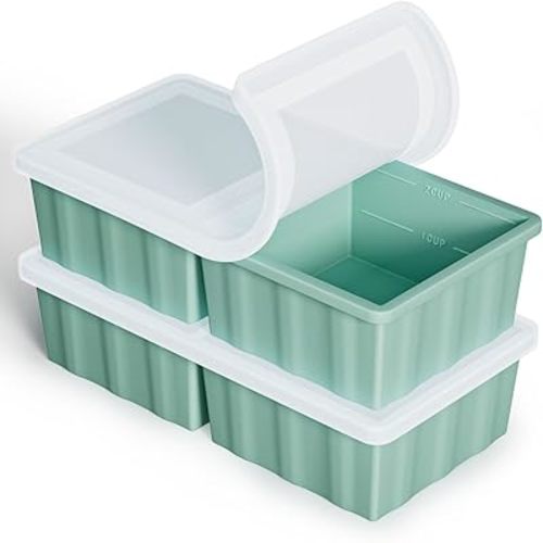 Silicone Freezer Tray for Soup Ice Cubes: 2-Cup Freezing Tray for Meal Prep - 2Pack Silicon Soup Portion Freeze Tray Make Stock Souped Ice Cube