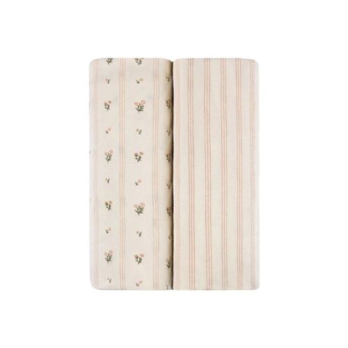 Bassinet Sheet - Mauve Tulips & Stripes Bassinet Sheet - Mauve Tulips & Stripes