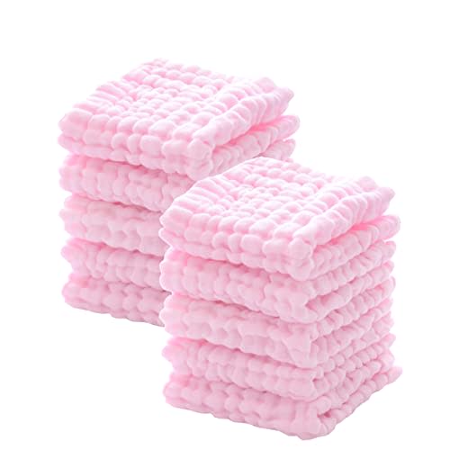 MUKIN Baby Washcloths - Natural Cotton Baby Wipes - Soft Newborn Face Towel for Sensitive Skin - 10 Pack, 12x12 inches