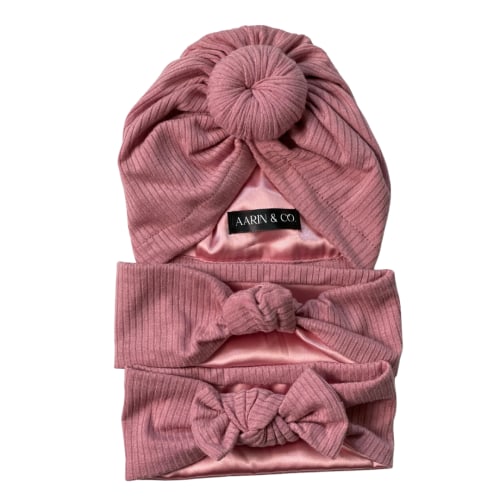 Satin Lined Accessory Bundle-Mauve Ribbed