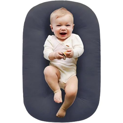 2025 New Baby Lounger, Soft & Breathable Cotton Snuggle Organic Lounger (Grey)