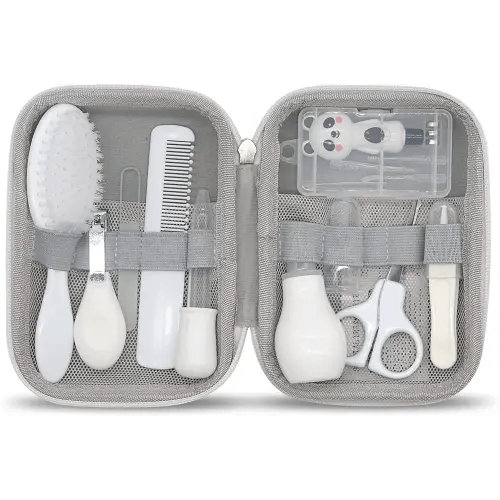 Baby Grooming Kit, 15 in 1 Portable Baby Safety Care Set with 01 Hair Brush Comb Nail Clipper Nasal Aspirator etc for Nursery Newborn Infant Girl Boys Keep Clean(White)